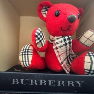 Burberry Red Thomas Teddy Bear with Plaid Accents NIB
